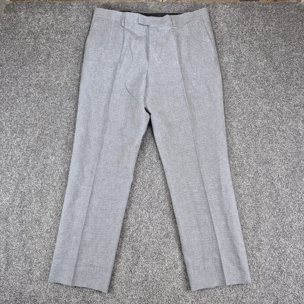 NWT Banana Republic Dress Pants Mens 34x30 Gray Linen Cotton Blend Slim Fit